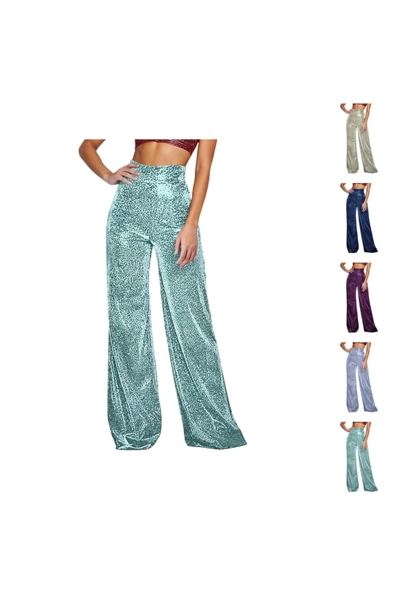 Sequin Pants Women 2026 Trendy High Waisted Wide Leg Loose Flowy Trousers Shimmering Sparkly Pants Clubwear Dancewear