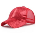 thumbnail image 1 of Glitter Sequin Party Hat for Women - Elastic Headband for Concerts Festivals Night Out (Sparkling & Eye-Catching) Under 5$, Yubnlvae Snapback Cap Bun Women Sequins Caps Messy Hat , Red, 58, 1 of 5