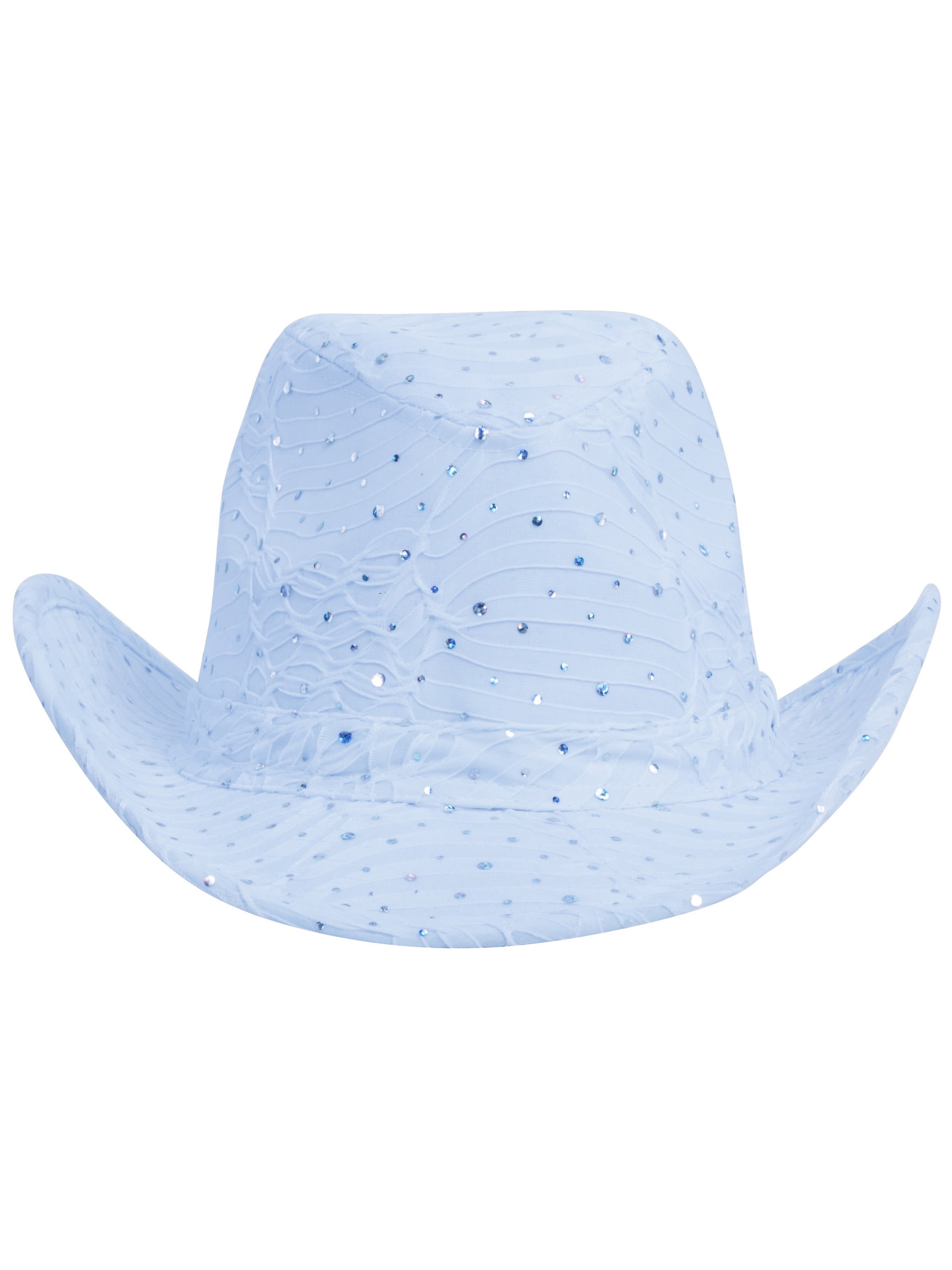 2134 Sparkly Sequin Cowboy Hat With Suede String Trim, Sky Blue Way To Celebrate Patriotic Sequined light Up Cowboy Hat  main image 4