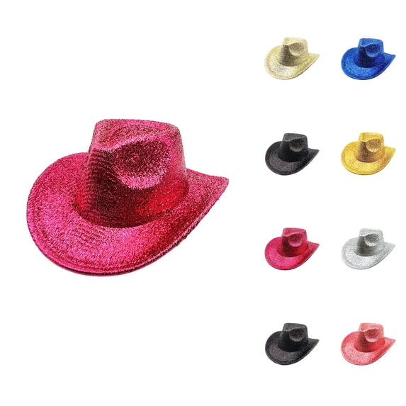 Glitter Sequin Western Cowboy Hats for Men Women Sparkly Cowgirl Hat for Music Festival Party Stage Performance