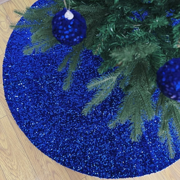 Glitter Sequins Christmas Tree Skirt,Traditional Holiday Deluxe Sparkle Christmas Tree Skirt Mat Decoration for Merry Christmas Xmas Winter New Year Party