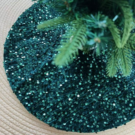 Glitter Sequins Christmas Tree Skirt,Traditional Holiday Deluxe Sparkle Christmas Tree Skirt Mat Decoration for Merry Christmas Xmas Winter New Year Party