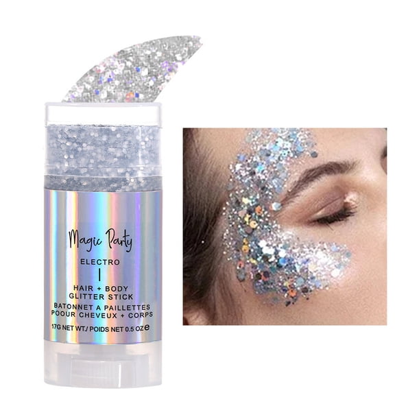 Glitter & Sequins Stick for Makeup - Shade 06# - Makeup Glitter Stick Sequins Pearlescent Stage Party Body Hair Border Festival 17G, 1 Glitter Sequins Stick, Easter, Wedding Makeup Organizers