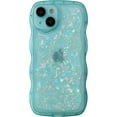 thumbnail image 1 of Glitter Shell Pattern Bling Sparkling Curly Wave Frame Clear Soft Compatible with iPhone Case (Blue,iPhone 15 Pro Max), 1 of 10