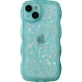 thumbnail image 1 of Glitter Shell Pattern Bling Sparkling Curly Wave Frame Clear Soft Compatible with iPhone Case (Blue,iPhone X/Xs), 1 of 5