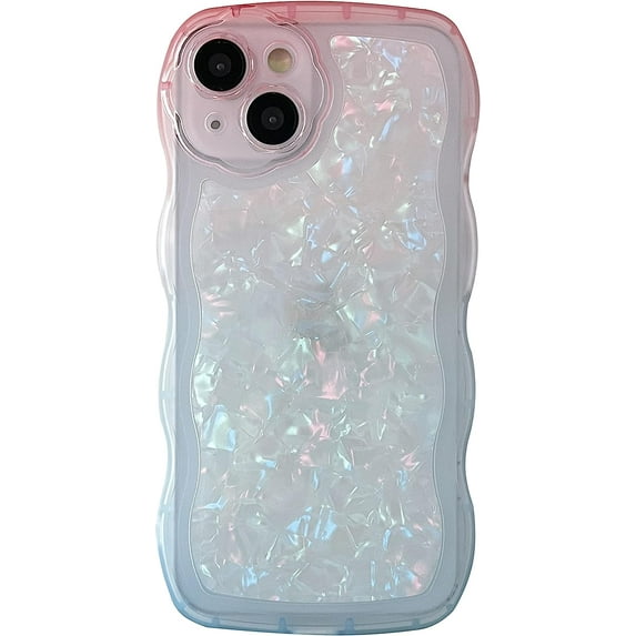 Glitter Shell Pattern Bling Sparkling Curly Wave Frame Clear Soft Compatible with iPhone Case (Colorful,iPhone 13 Pro)