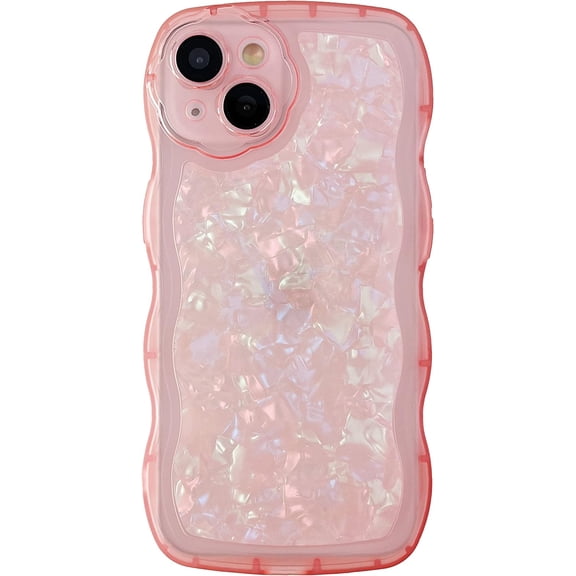 Glitter Shell Pattern Bling Sparkling Curly Wave Frame Clear Soft Compatible with iPhone Case (Pink,iPhone Xs Max)