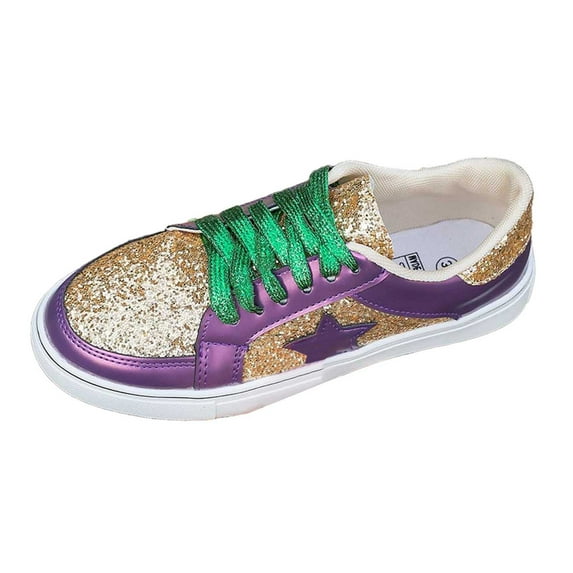 Glitter Shoes Sparkly Bling Shiny Bedazzled Lace up Fashion Sneakers for Women