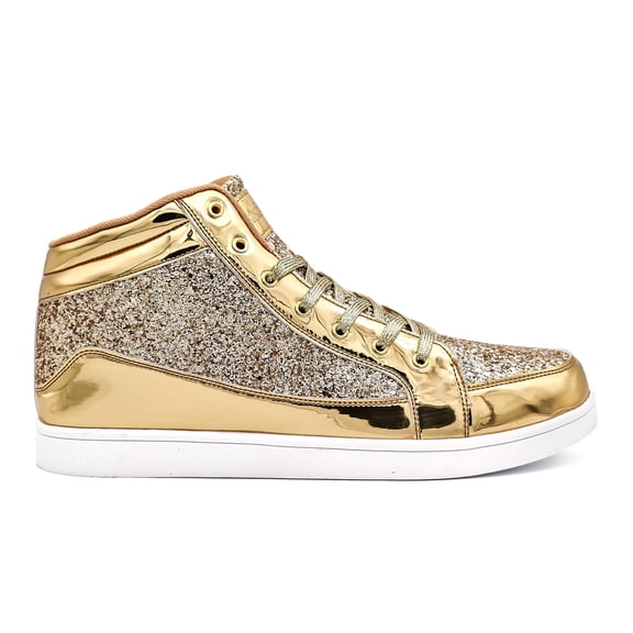Glitter Shoes for Men Women Fashion High Top Casual Sequin Sparkly Bling Shiny Sneakers Gold