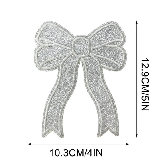 Glitter Side Bow Embroidered Patches – Cute Sequin Applique for DIY Sweatshirt, Jackets, Bags & More – Iron-On or Sew-On Decorative Accessories