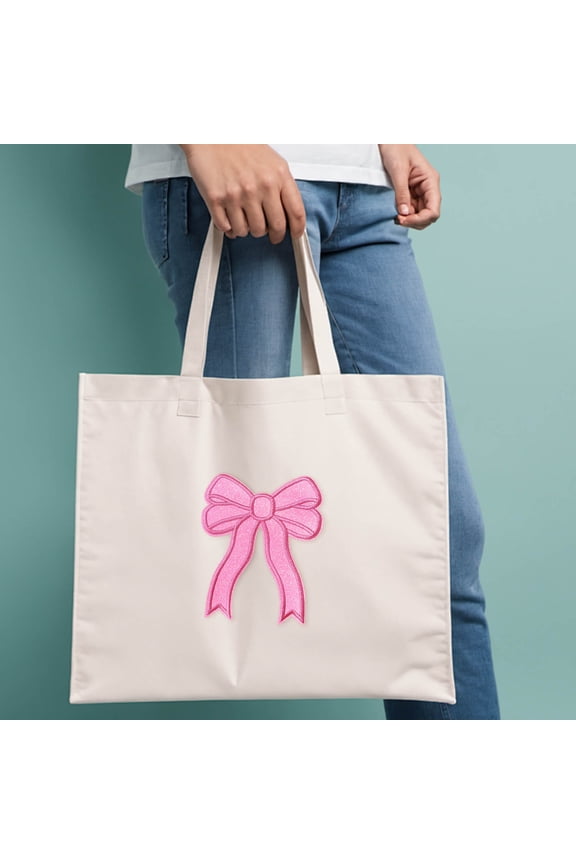 Glitter Side Bow Embroidered Patches – Cute Sequin Applique for DIY Sweatshirt, Jackets, Bags & More – Iron-On or Sew-On Decorative Accessories