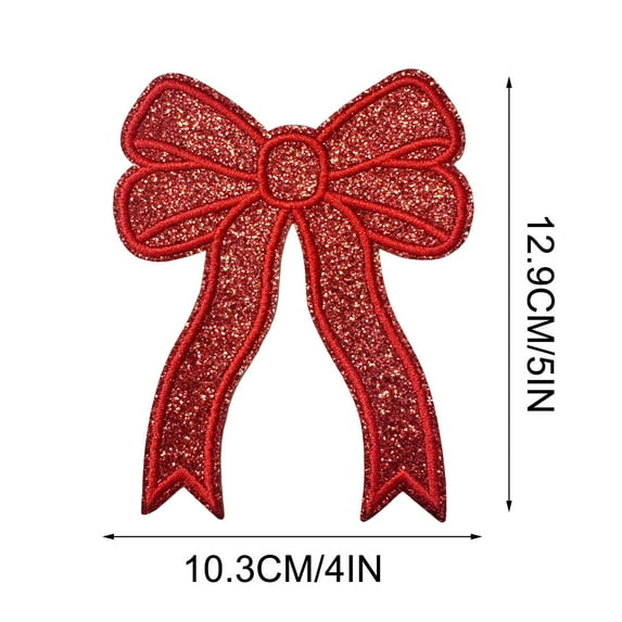 Glitter Side Bow Embroidered Patches – Cute Sequin Applique for DIY Sweatshirt, Jackets, Bags & More – Iron-On or Sew-On Decorative Accessories