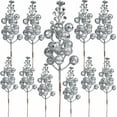 thumbnail image 1 of Glitter Silver Berry Stems,20 Pack Christmas Sparking Winter Berry Picks,Artificial Berries Branches Faux Powder Berry Stems Ornaments for Xmas Tree Festive Crafts Winter Home Decorations, 1 of 9