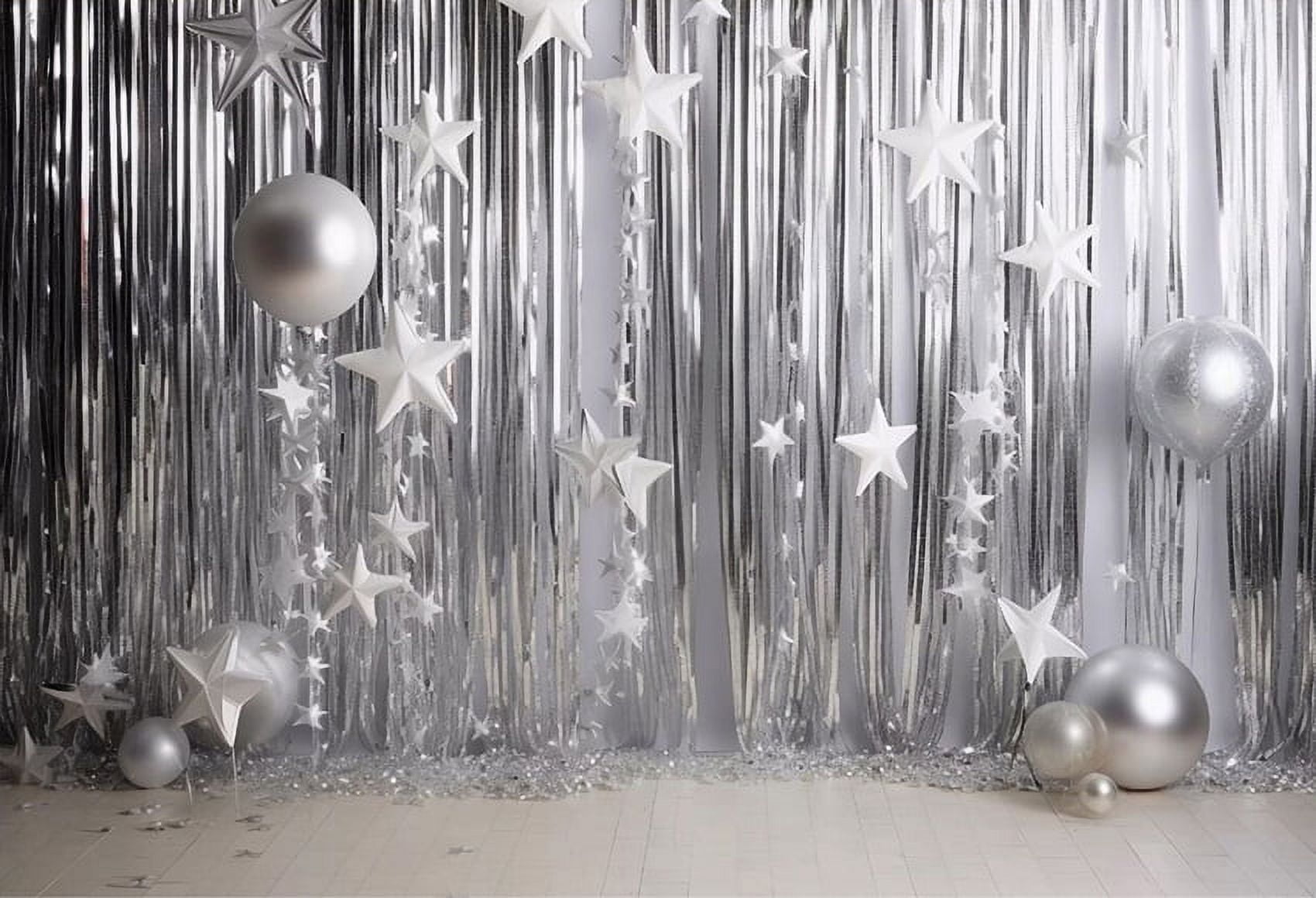 Glitter Silver Stars Balloons Kids Adult Birthday Wedding Portrait r ...