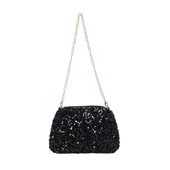 Glitter Small Crossbody Bag Detachable Adjustable Chain Strap Zipper Purse for Daily Party Travel Outfit Match