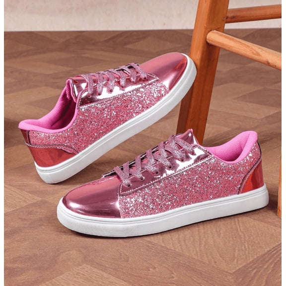 Glitter Sneakers for Women Dressy Sparkly Rhinestone Sneakers Shoes Women Bling Sequin Shiny Sneakers for Wedding Party Dancing Casual Wear
