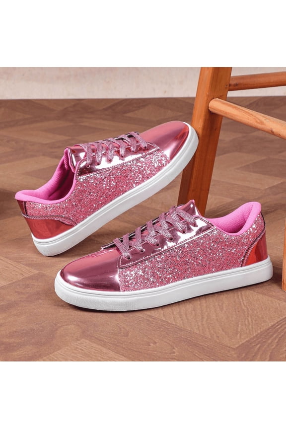 Glitter Sneakers for Women Dressy Sparkly Rhinestone Sneakers Shoes Women Bling Sequin Shiny Sneakers for Wedding Party Dancing Casual Wear