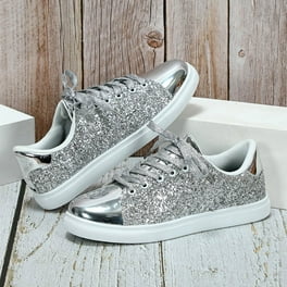 Lumi Sequin Sneakers | New Crystal Platform Sneakers | Lace Up Casual 2024 Flats Sparkly Bling Sneaker | Fashion Lightweight Lace Up Sports Shoes