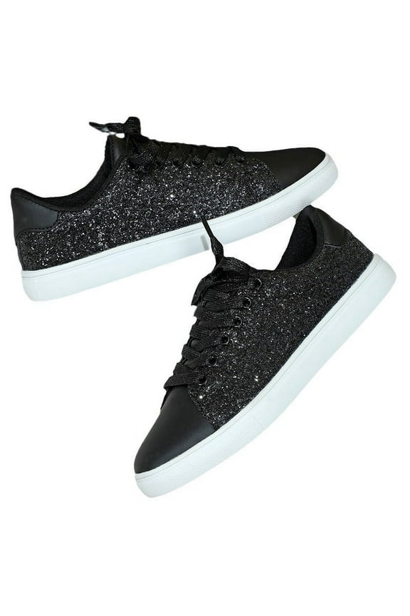 Glitter Sneakers for Women Dressy Sparkly Rhinestone Sneakers Shoes Women Bling Sequin Shiny Sneakers for Wedding Party Dancing Casual Wear