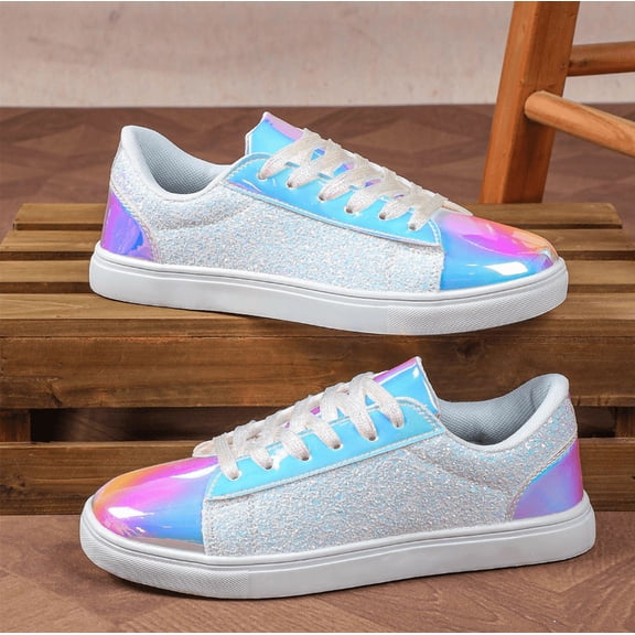 Glitter Sneakers for Women Dressy Sparkly Rhinestone Sneakers Shoes Women Bling Sequin Shiny Sneakers for Wedding Party Dancing Casual Wear