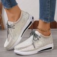 thumbnail image 1 of Glitter Sneakers for Women Platform Casual Walking Shoes Lace Up Sequin Fashion Shoes Lightweight Thick Sole Comfort, 1 of 7