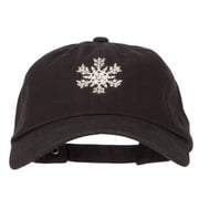 Glitter Snow Flake Embroidered Unstructured Washed Cap - Black OSFM