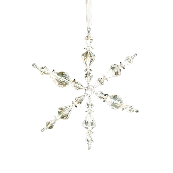 Glitter Snowflake Christmas Ornaments - Sparkling Snowflakes for Xmas Tree Decor, Winter Wonderland Party Supplies, Holiday Home Decorations for Indoor Outdoor Seasonal Festive Display