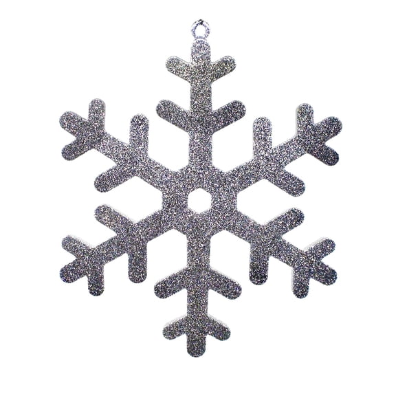 Glitter Snowflake Ornament, Silver, 7-inch