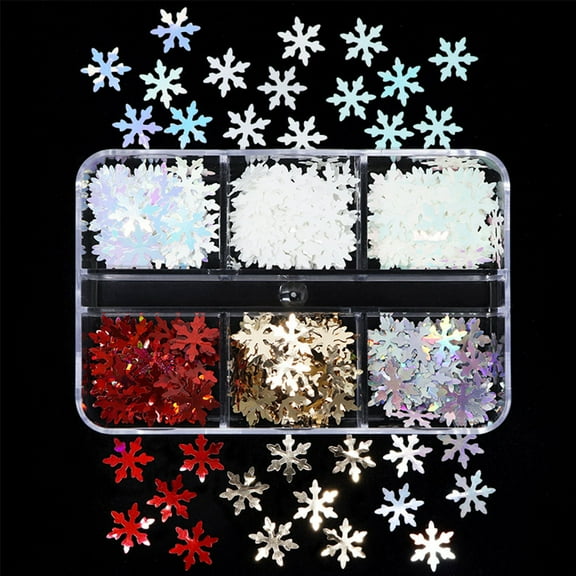 Glitter Snowflake Sequin Nail Sequins Holiday Nail Art Decoration Glitter Set Shining Sparkly DIY Accessories Nail Flake