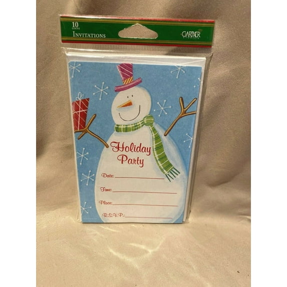 Glitter Snowman Write In Holiday Invitation 10 Ct NEW