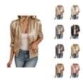 thumbnail image 1 of Glitter Sparkle Casual Jacket for Women Long Sleeve Slim Fit Zip Up Patchwork Lightweight Jackets Clubwear Outerwear, 1 of 6