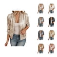 thumbnail image 1 of Glitter Sparkle Casual Jacket for Women Long Sleeve Slim Fit Zip Up Patchwork Lightweight Jackets Clubwear Outerwear, 1 of 6