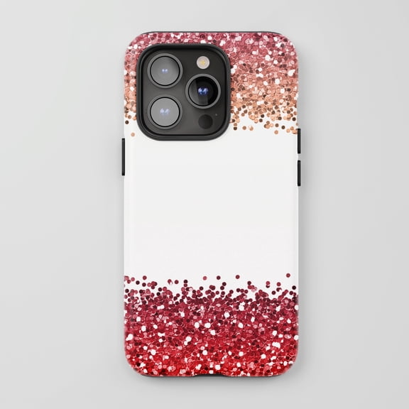 Glitter Sparkle Design For All iPhone Series Tough Phone Case Rose Gold Red