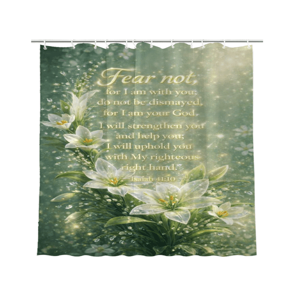 Glitter Sparkle Floral Christian Isaiah 41 Shower Curtain, Soft Bathroom Decor, 72 x 72 Inch