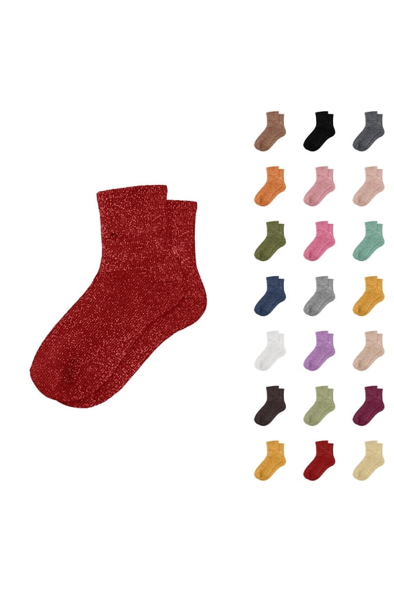 Glitter Sparkle Slouch Socks for Women 2025 Casual Fashion Stretch Cute Comfortable Mid Calf Socks