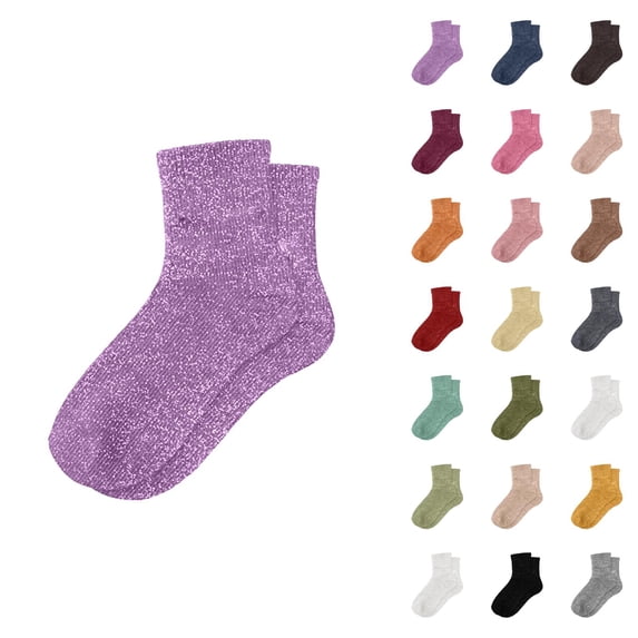 Glitter Sparkle Slouch Socks for Women 2026 Trendy Comfortable Stretch Casual Cute Mid Calf Socks