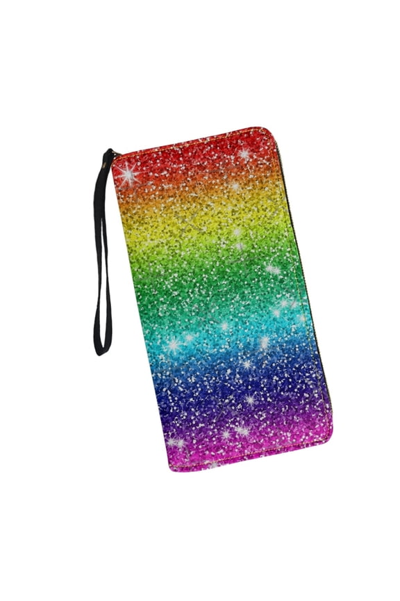 Glitter Sparkle Wristlet Wallet for Womens Casual PU Leather Long Purse RFID Blocking Card Holder Clutch Bag