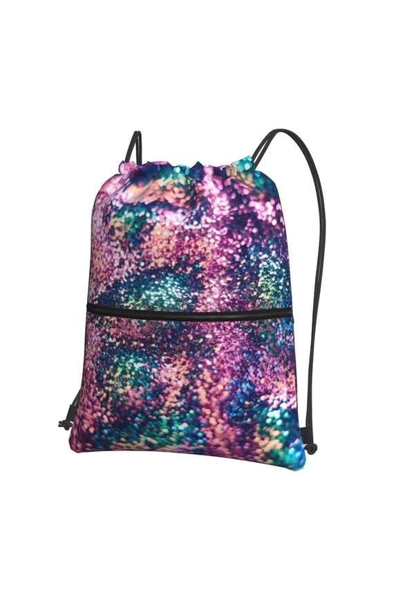 Glitter Sparkles Drawstring Backpack Water Resistant String Bag Sports Sackpack Gym Sack For Men Women