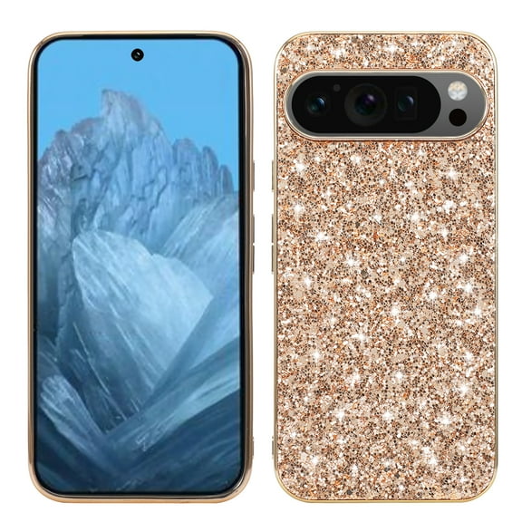 Glitter Sparkly Shiny Bling Case for Google Pixel 10 /10 Pro, Ultra Slim Phone Case for Women Girls, Luxury Cover Anti-drop Shockproof Lightweight Protective for Google Pixel 10 /10 Pro Case, Gold