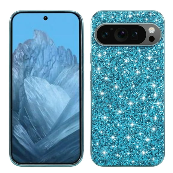Glitter Sparkly Shiny Bling Case for Google Pixel 10 /10 Pro, Ultra Slim Phone Case for Women Girls, Luxury Cover Anti-drop Shockproof Lightweight Protective for Google Pixel 10 /10 Pro Case, Blue