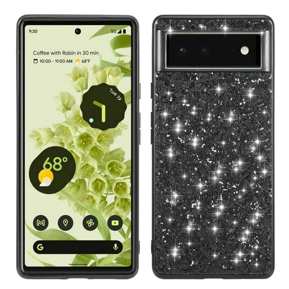Glitter Sparkly Shiny Bling Case for Google Pixel 7A, Ultra Slim Phone Case for Women Girls, Luxury Cover Anti-drop Shockproof Lightweight Protective for Google Pixel 7A Case, Black
