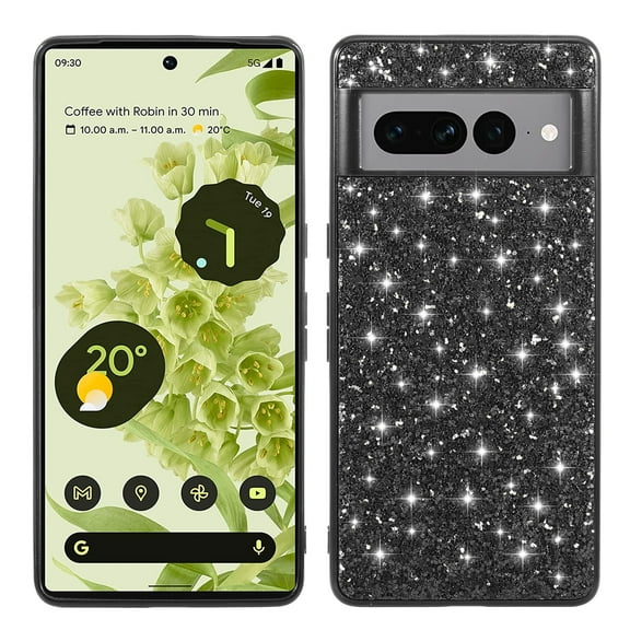 Glitter Sparkly Shiny Bling Case for Google Pixel 8, Ultra Slim Phone Case for Women Girls, Luxury Cover Anti-drop Shockproof Lightweight Protective for Google Pixel 8 Case, Black