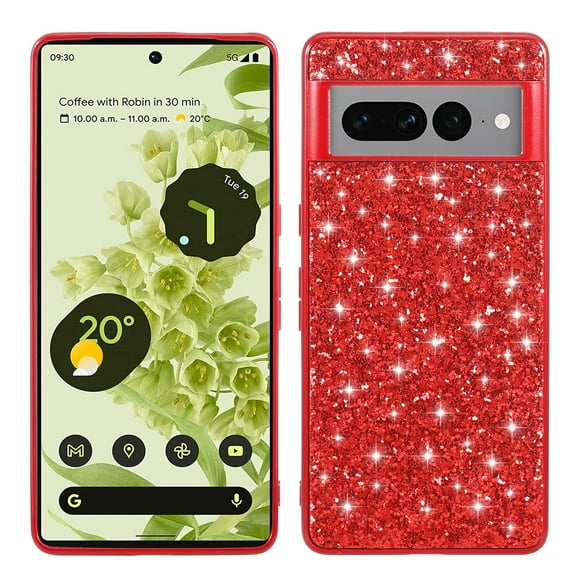 Glitter Sparkly Shiny Bling Case for Google Pixel 8a, Ultra Slim Phone Case for Women Girls, Luxury Cover Anti-drop Shockproof Lightweight Protective for Google Pixel 8a Case, Red