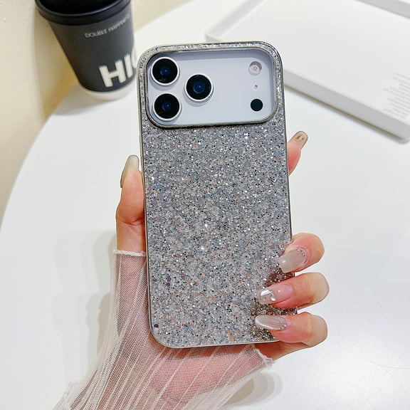 Glitter Sparkly Shiny Bling Case for iPhone 17 Pro Max, Ultra Slim Phone Case for Women Girls, Luxury Cover Anti-drop Shockproof Lightweight Protective for iPhone 17 Pro Max Crystal Case, Silver