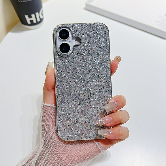 Glitter Sparkly Shiny Bling Case for iPhone 17, Ultra Slim Phone Case for Women Girls, Luxury Cover Anti-drop Shockproof Lightweight Protective for iPhone 17 Crystal Case, Silver