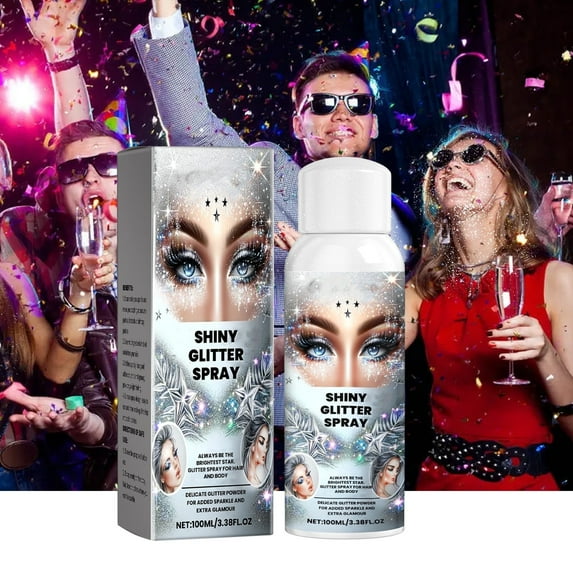 Glitter Spray for Hair and Body 100ml - Long-Lasting Shiny Body Glitter Hairspray, Stage Makeup, Party & Festival Hair Spray, Women, Quick Dry, Holiday Gift, Halloween, Christmas, Makeup Organizers