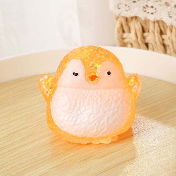 Glitter Squeeze, Slow Rising Squeeze, 4 In, Penguin Shape, Orange, Handheld Sensory, Relaxation Relief Items Squeeze, 1 Pc