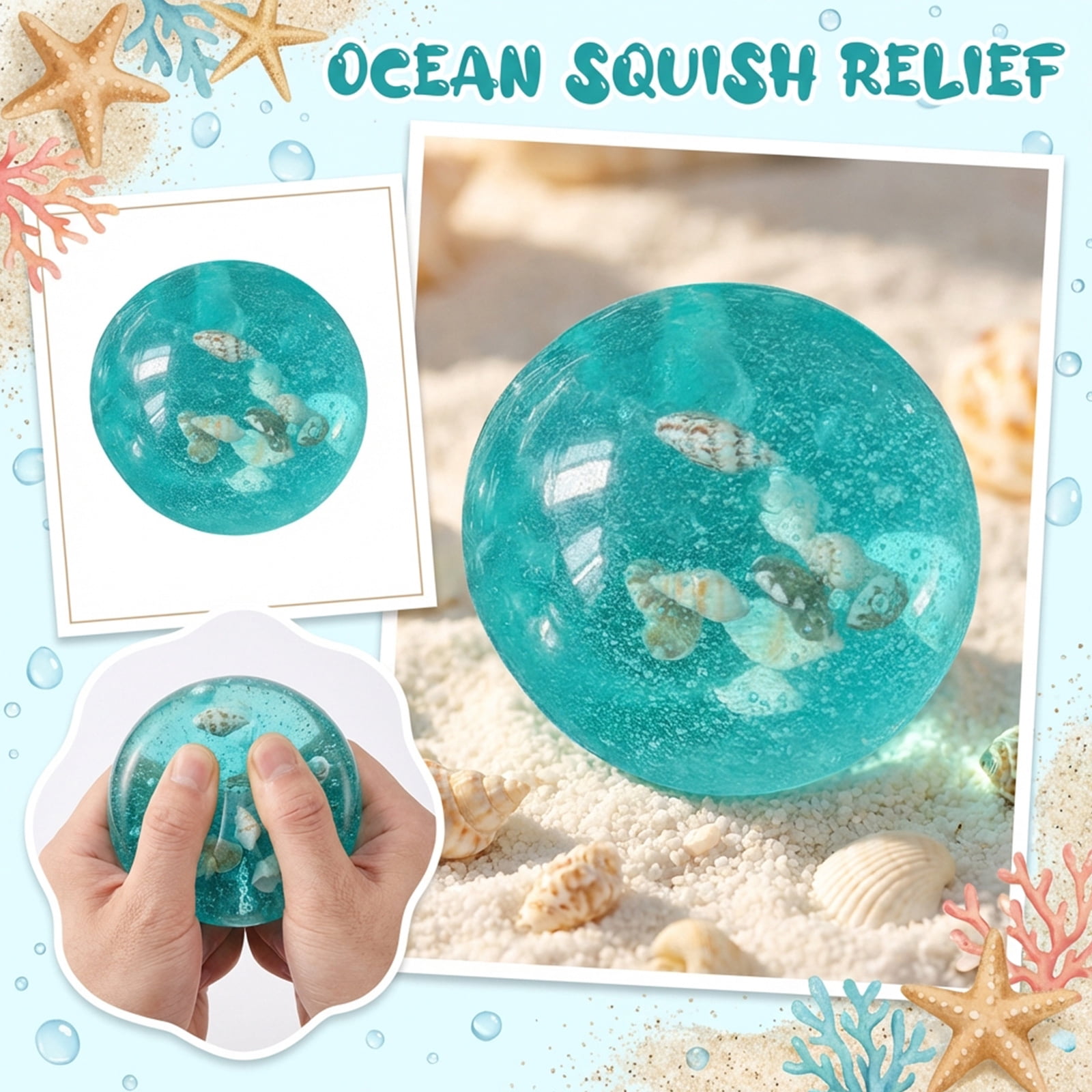 Sensory Ball, Silicone, Fidget Squishies, 3 in Diameter, Turquoise ...