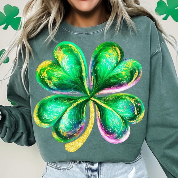 Glitter St. Patrick's Day Shamrock Sweatshirt, Lucky Charm Sweatshirt, St. Patty’s Day Sweatshirt, Irish Shamrock Shirt