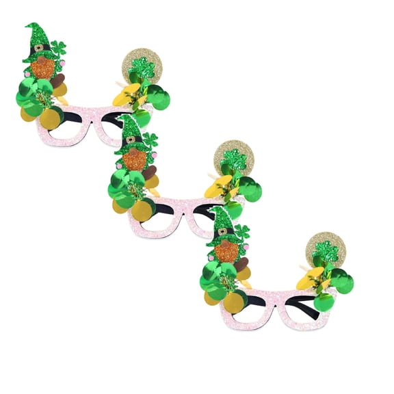 Glitter St Patricks Day Glasses Frame Set Pack of 3 St Patricks Day Shamrock Glasses Frame